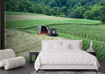 Farmer chopping haylage Wall mural