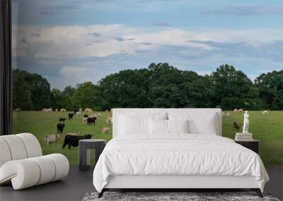 Scenic panorama of herd in pasture Wall mural