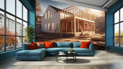 House Extension in construction during the day without worker Wall mural