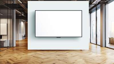 4k tv flat screen lcd or oled, plasma, realistic illustration, white blank monitor mockup. wide flat Wall mural