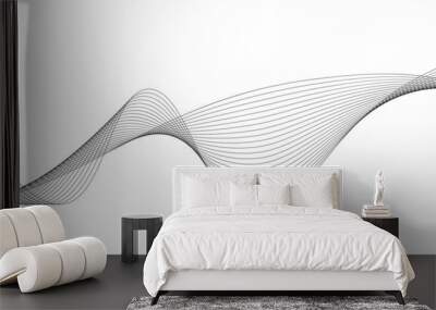 abstract black and white vector wave background.  Wall mural