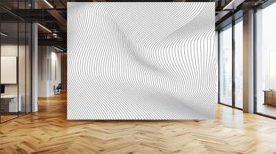 black and white wavy lines abstract background Wall mural