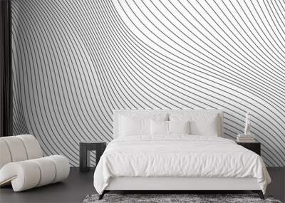 black and white wavy stripes background. Vector illustration Wall mural