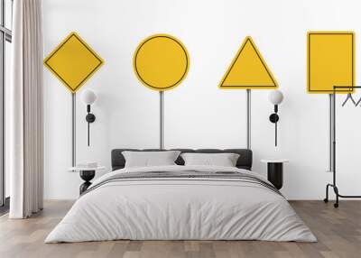 Blank road yellow traffic signs. Vector illustration Wall mural