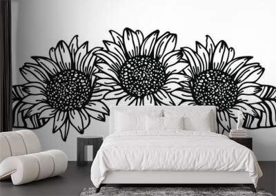 Flower border, Sunflower swag, vector illustration Wall mural