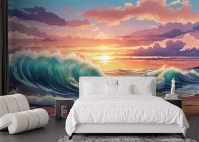 colorful ocean wave sea water Wall mural