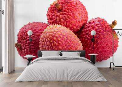 red lychee fruit isolated on white background Wall mural