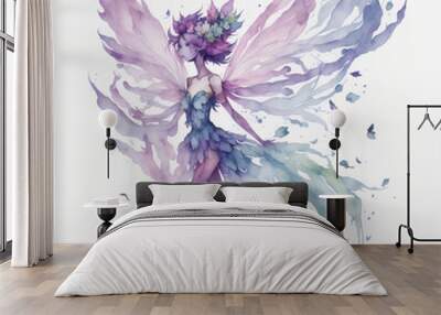 watercolor abstract fairy on white background clipart Wall mural