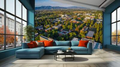 Aerial View of a large Public University in Eugene, Oregon Wall mural