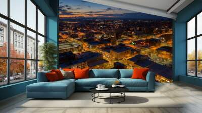 Aerial View of Cheyenne, Wyoming at Dusk during Winter Wall mural