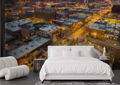 Aerial View of Christmas Lights in Rapid City, South Dakota at Dusk Wall mural