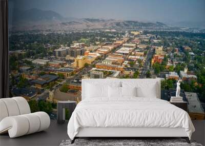 Aerial View of Downtown Bozeman, Montana in Summer Wall mural