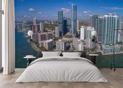 Aerial View of Downtown Miami Skyscrapers during Winter Wall mural