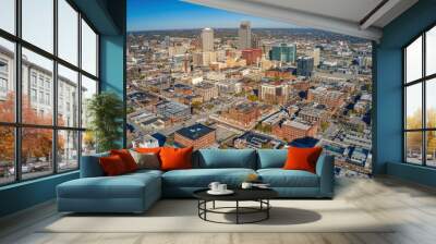 Aerial View of Downtown Omaha, Nebraska in Autumn Wall mural