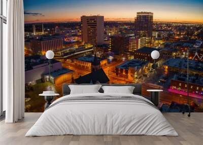 Aerial View of Fargo Skyline at Dusk Wall mural