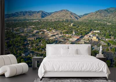 Aerial View of Logan, Utah in Summer Wall mural