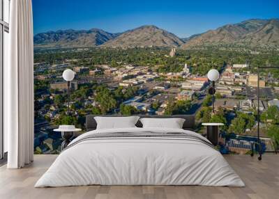 Aerial View of Logan, Utah in Summer Wall mural