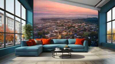 Aerial View of Sevierville, Tennessee on a Hazy Fall Sunrise Wall mural