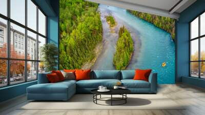 Aerial View of the Kenai River which is famous for Fishing Wall mural