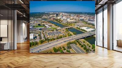 Aerial View of the Population Center of Wichita, Kansas Wall mural