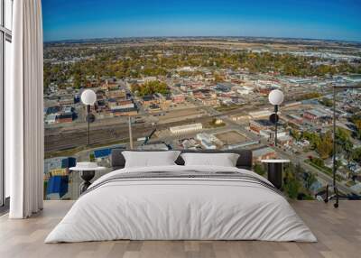 Aerial View of the small Town of Columbus, Nebraska Wall mural