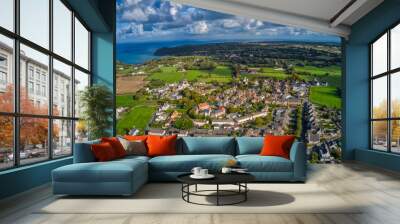 Aerial View of the small Village of St. Johns Church in Jersey Wall mural