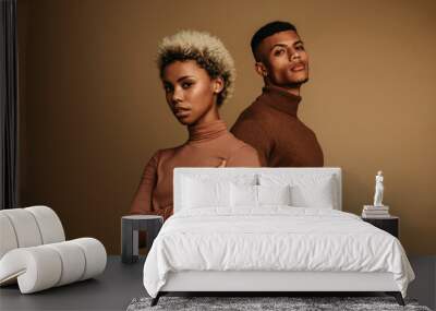 African american couple in fashionable clothes Wall mural