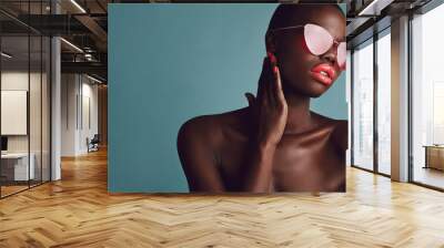 African female model with trendy sunglasses Wall mural