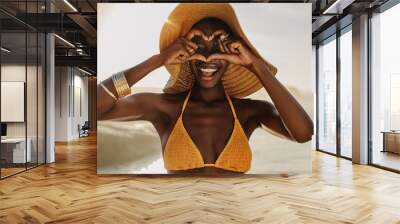 African woman on beach holiday Wall mural