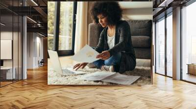 African woman working from home Wall mural