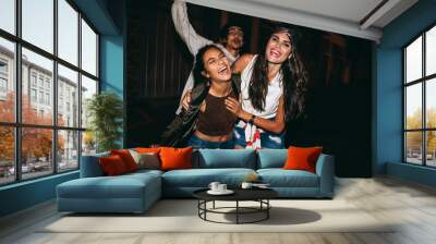 Best friends hanging out at night Wall mural