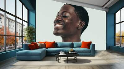 Black man celebrating his beautiful, flawless melanin skin in a studio Wall mural