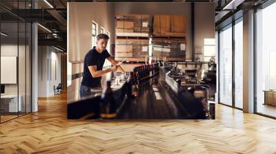 Brewer supervising the process of beer manufacturing Wall mural