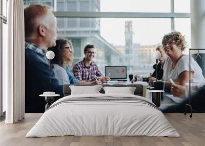 Business people discussing new project in meeting Wall mural