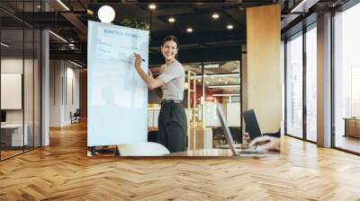 businesswoman presenting her marketing strategy to her team Wall mural