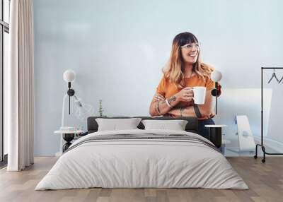 Businesswoman taking a break from work Wall mural