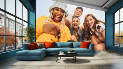 Cheerful gen z friends having fun together Wall mural