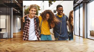 Cheerful teenage friends enjoying outdoors Wall mural