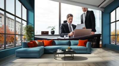 Corporate professionals over viewing documents Wall mural