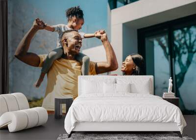 Family fun time with mom and dad at home Wall mural