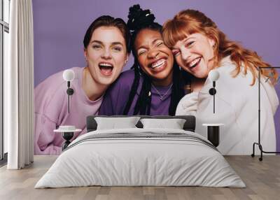 Group of female friends having fun together Wall mural