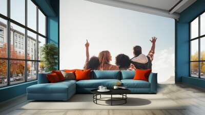 Group of friends enjoying on vacation Wall mural