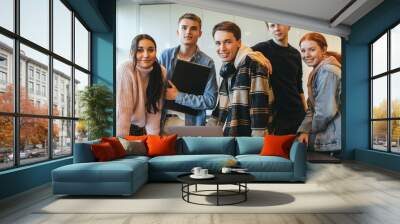 Group of young people in classroom Wall mural