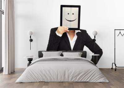 Happy Business Woman with Digital Tablet Wall mural