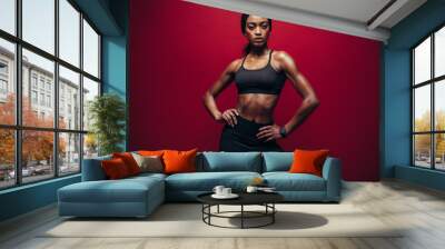 Healthy african woman with perfect body Wall mural