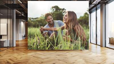 loving young couple having fun outdoors Wall mural