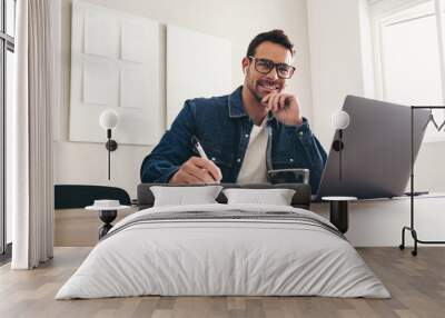 Making notes during an online meeting Wall mural