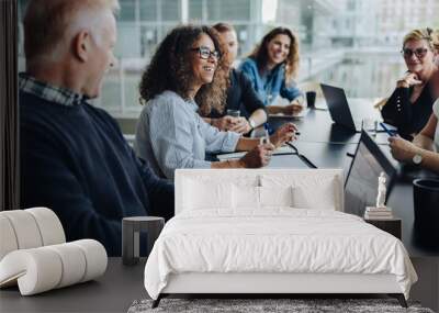 Multiracial business people having meeting Wall mural