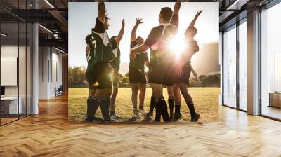 Rugby team celebrating the victory Wall mural