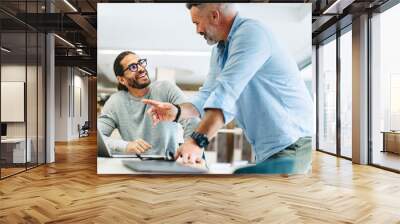 successful businessmen working together in a co-working office Wall mural